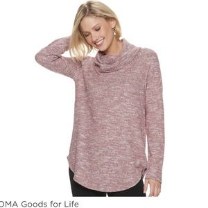 Super Soft Pink Waffle Cowl Tunic Top